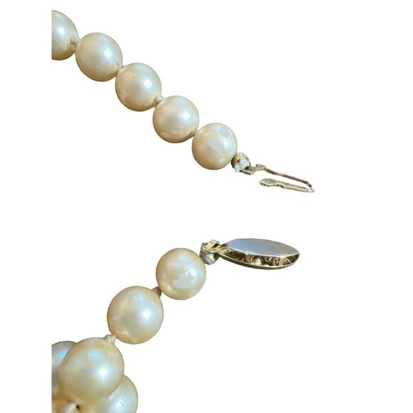 Vintage Faux Pearl Necklace 8” Choker Filagree Fish Clasp - Picture 4 of 4